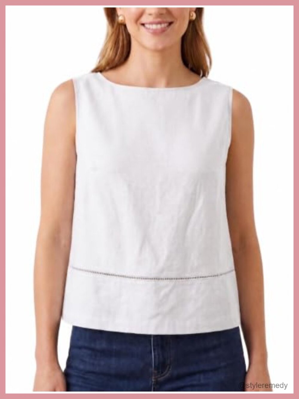 Linen Tank Top Sleeveless Boat Neck Summer Shirt Women